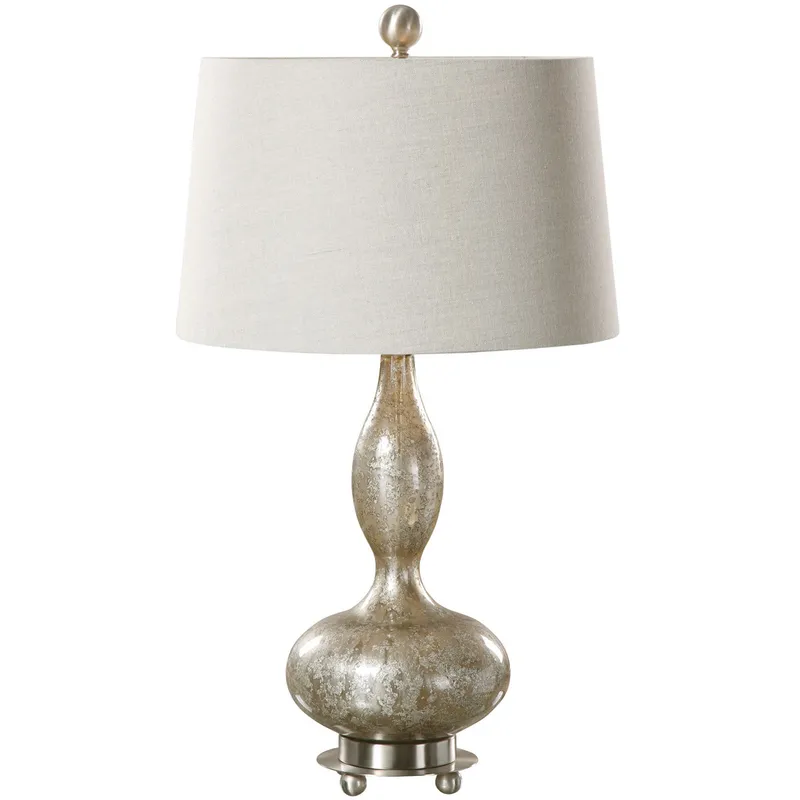 Vercana 28 inch 150.00 watt Smoked Mercury Glass with Brushed Nickel Table lamps Portable Light, Set of 2