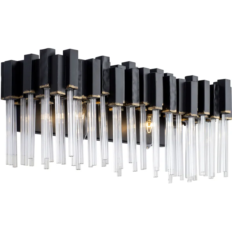 Matrix 2 Light 21 inch Matte Black and French Gold Bath Vanity Light Wall Light in Matte Black/French Gold