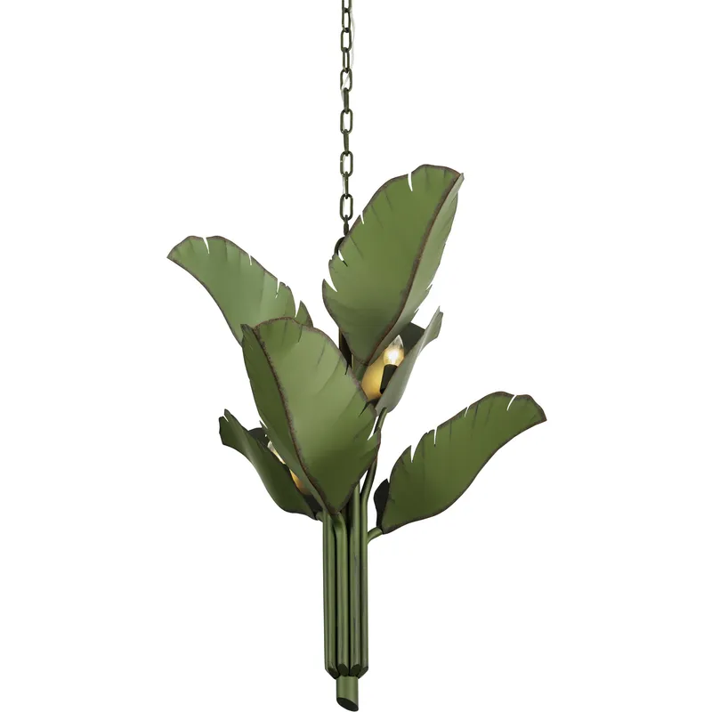 Banana Leaf 6 Light 25 inch Natural Green Chandelier Ceiling Light