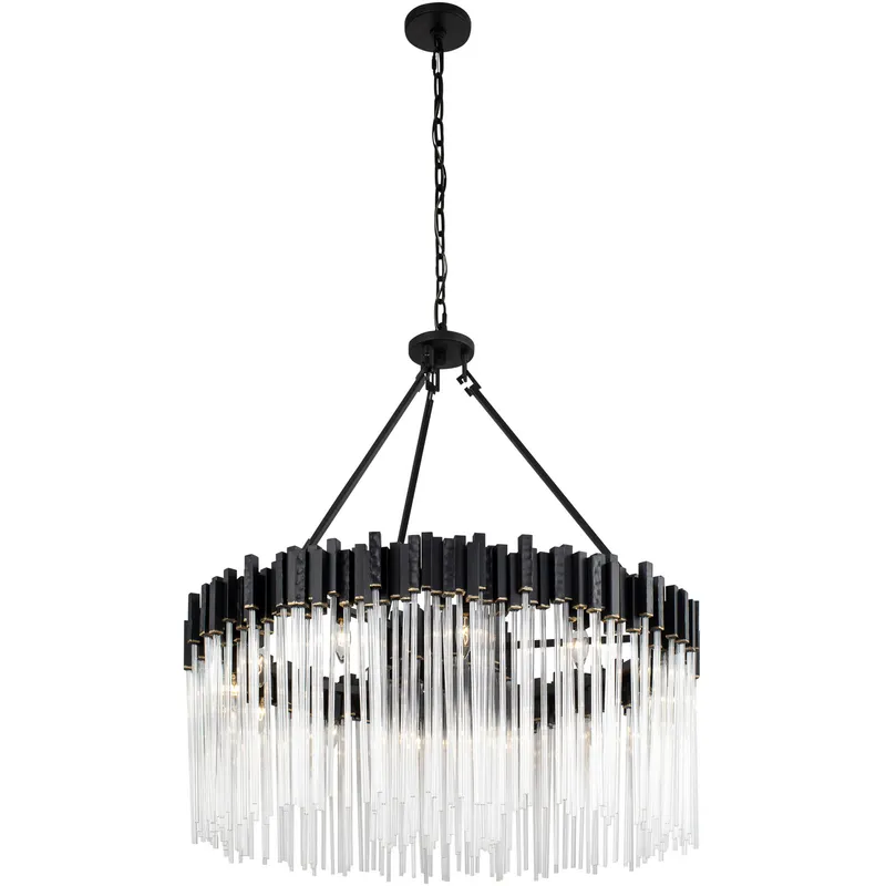 Matrix 12 Light 40 inch Matte Black and French Gold Chandelier Ceiling Light in Matte Black/French Gold
