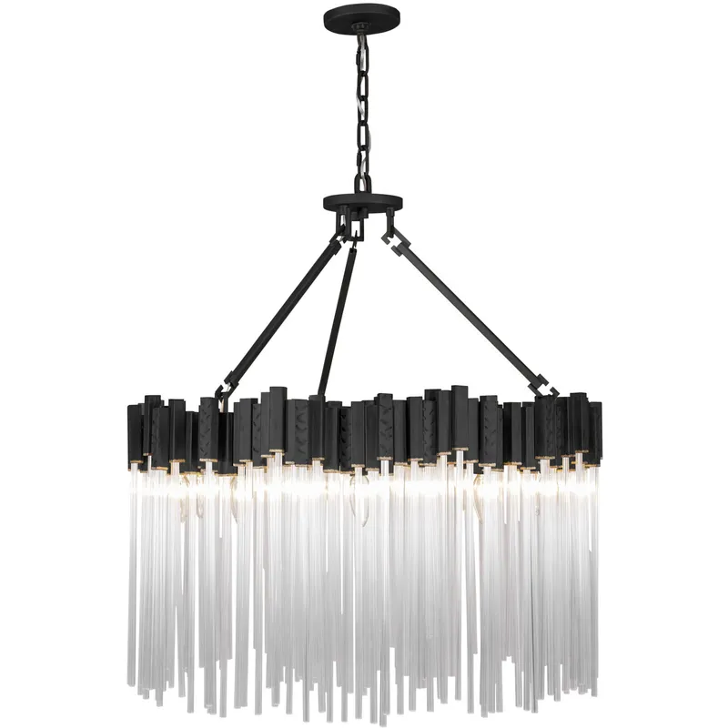 Matrix 10 Light 30 inch Matte Black and French Gold Chandelier Ceiling Light in Matte Black/French Gold