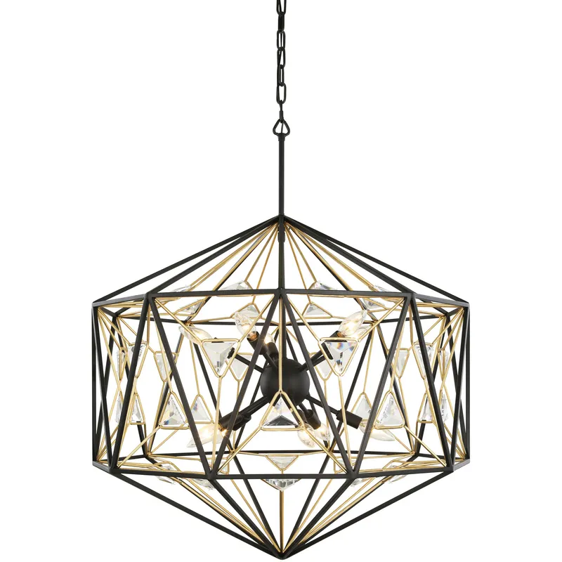 Marcia 10 Light 30 inch Matte Black and French Gold Pendant Ceiling Light