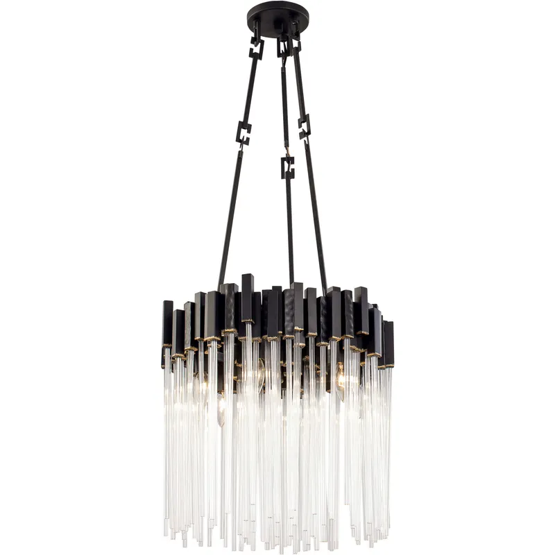 Matrix 6 Light 18.5 inch Matte Black and French Gold Pendant Ceiling Light in Matte Black/French Gold