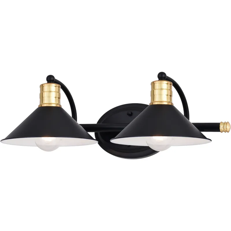 Akron LED 18 inch Matte Black and Natural Brass Bathroom Light Wall Light in 2
