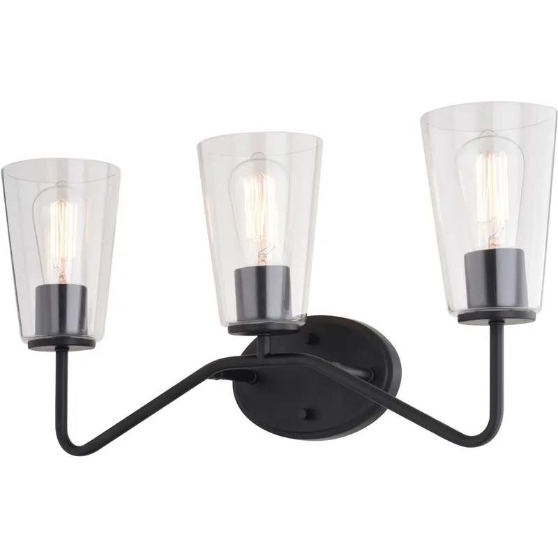 Beverly LED 22 inch Matte Black Bathroom Light Wall Light in 3