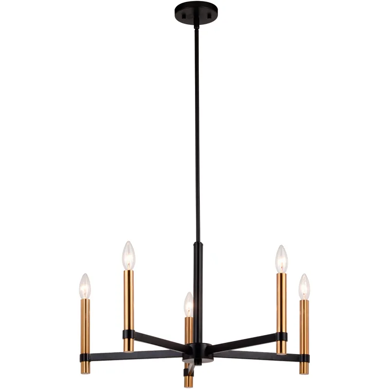 Damen LED 25 inch Matte Black and Natural Brass Chandelier Ceiling Light