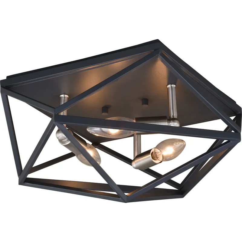 Hailey LED 15 inch Black Graphite and Satin Nickel Flush Mount Ceiling Light