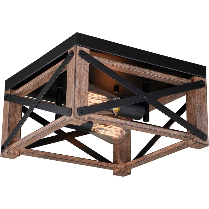 Colton LED 12 inch Rustic Oak and Noble Bronze Flush Mount Ceiling Light