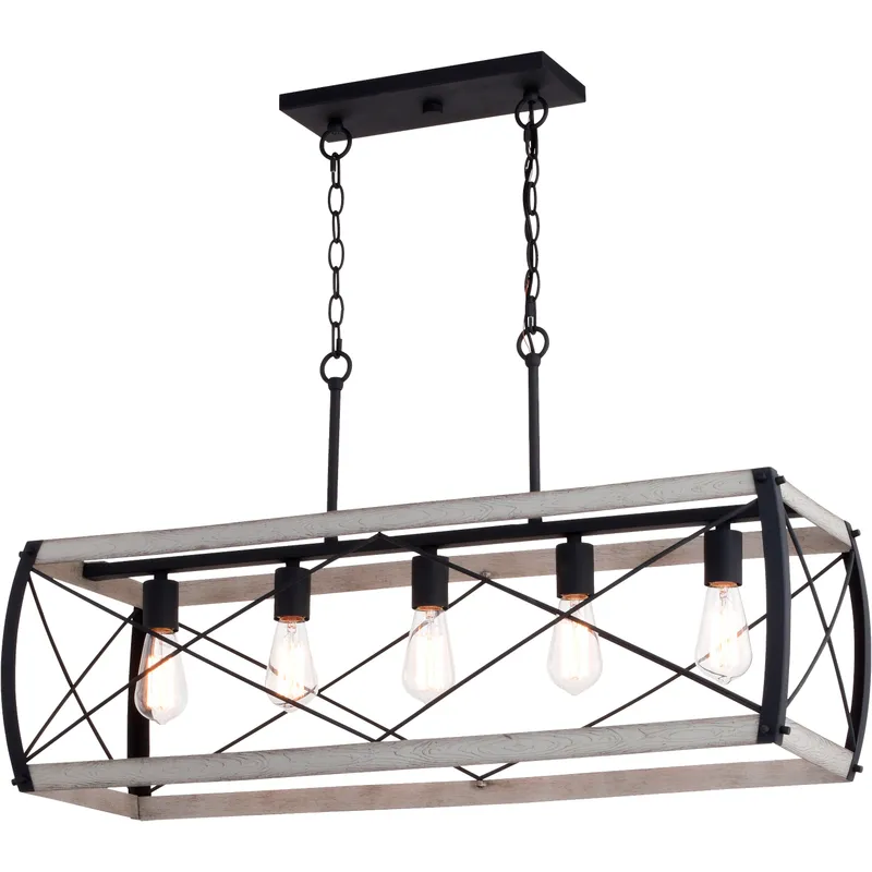 Montclare LED 35 inch Textured Black and White Ash Linear Chandelier Ceiling Light