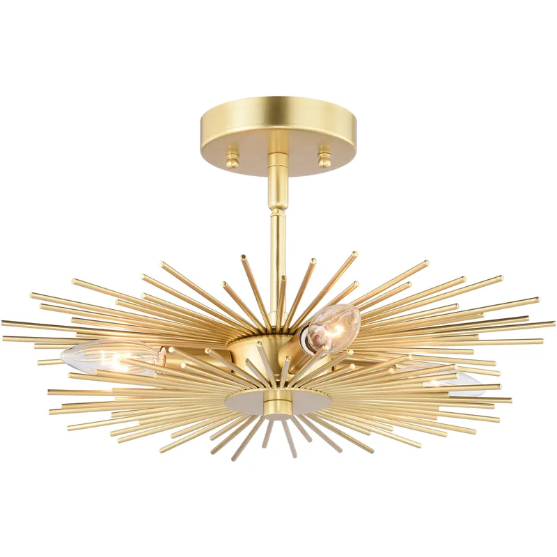 Nikko LED 16 inch Gold Semi-Flush Mount Ceiling Light