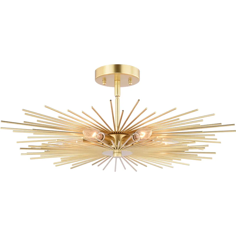 Nikko LED 24 inch Gold Semi-Flush Mount Ceiling Light