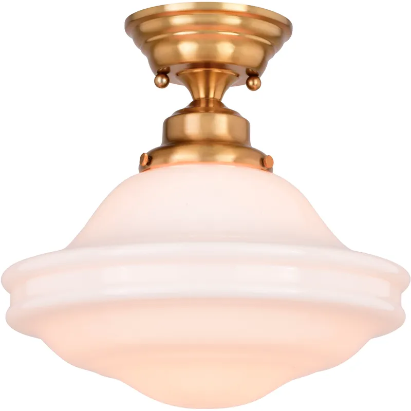 Huntley LED 12 inch Natural Brass Semi-Flush Mount Ceiling Light