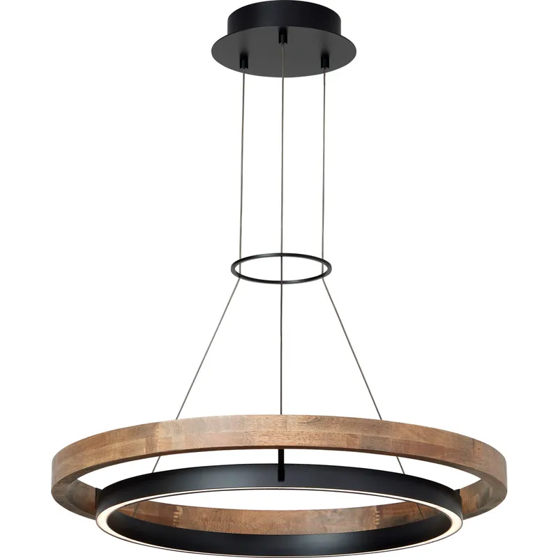 Sean Lavin Grace LED 30 inch MATTE BLACK/WEATHERED OAK WOOD Chandelier Ceiling Light, Integrated LED
