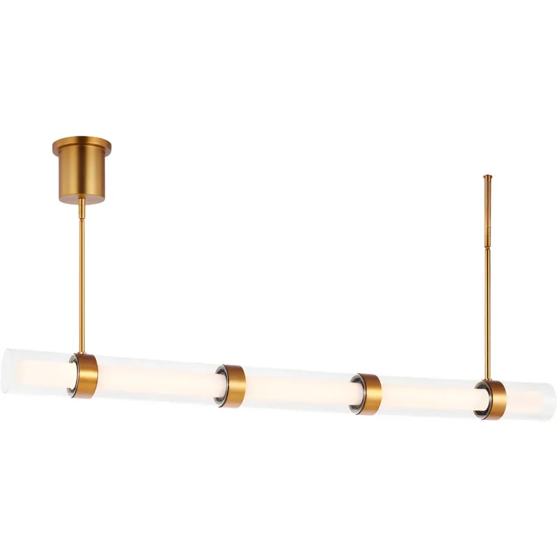 Sean Lavin Wit LED 84.1 inch Aged Brass Linear Suspension Ceiling Light in 7 Glass, Integrated LED