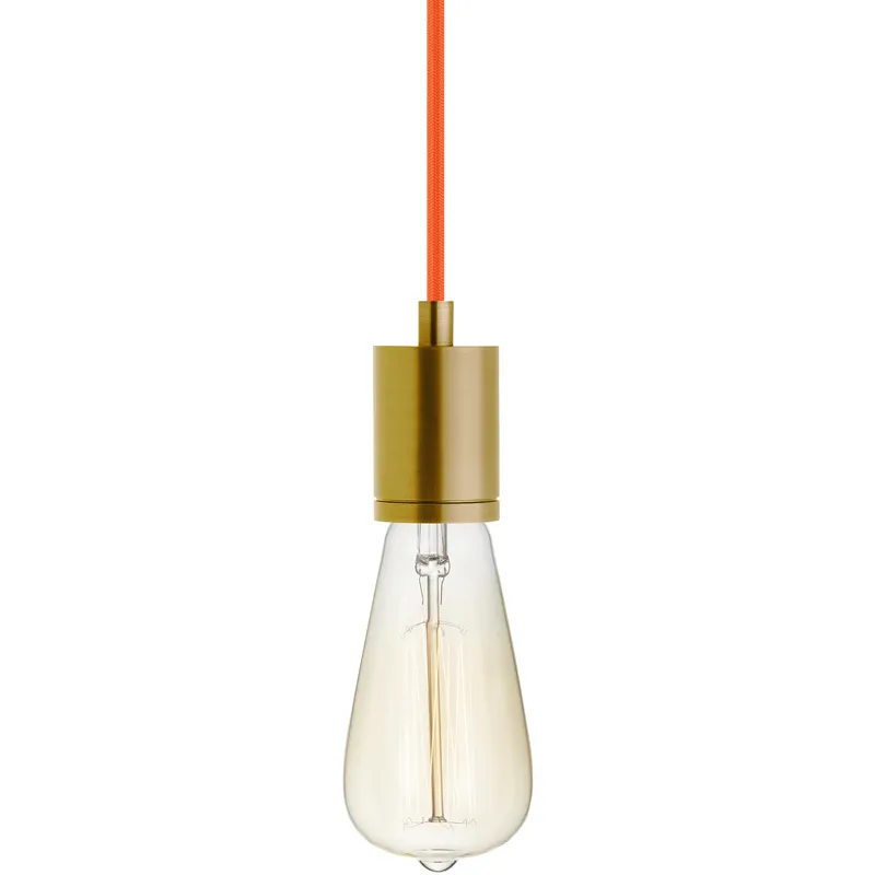 SoCo 1 Light 1.7 inch Natural Brass Line-Voltage Pendant Ceiling Light in Orange Cord, 288 inch