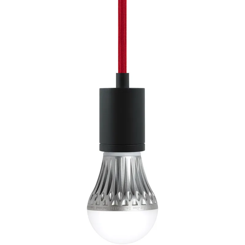 SoCo 1 Light 1.7 inch Antique Bronze Pendant Ceiling Light in Red Cord, 96 inch