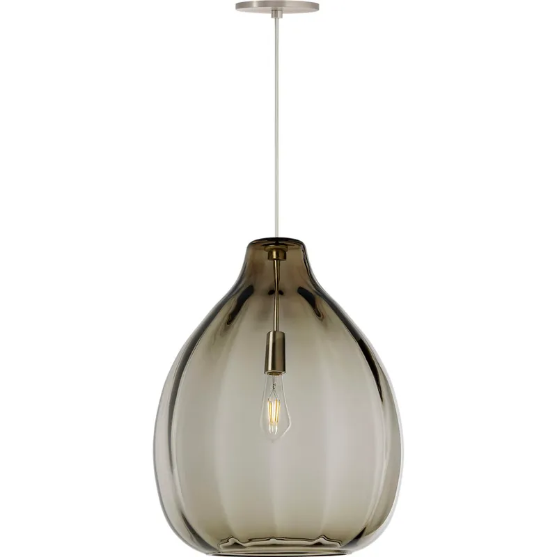 Harper 1 Light 16 inch Satin Nickel Pendant Ceiling Light in Incandescent, Smoke Glass
