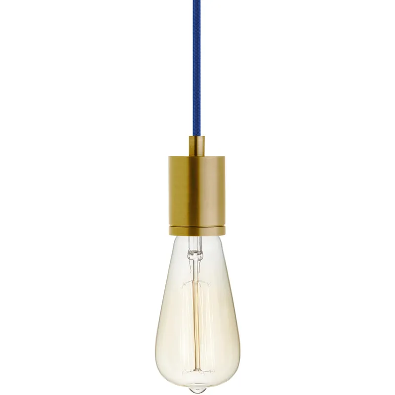 SoCo 1 Light 1.7 inch Natural Brass Line-Voltage Pendant Ceiling Light in Blue Cord, 288 inch
