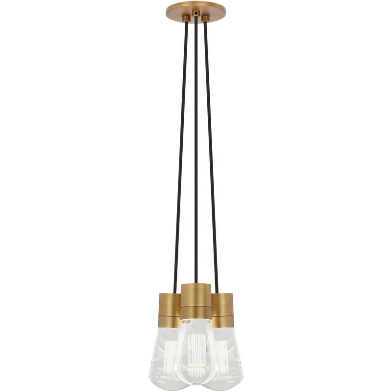 Sean Lavin Alva LED 9 inch Natural Brass Line-Voltage Pendant Ceiling Light in 3, LED 90 CRI 2200K-3000K, Black Cord