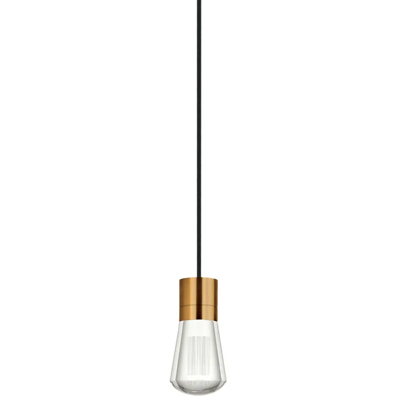 Sean Lavin Alva LED 3.6 inch Natural Brass Line-Voltage Pendant Ceiling Light in LED 90 CRI 3000K, Black Cord, 1
