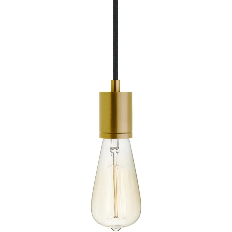 SoCo 1 Light 1.7 inch Natural Brass Line-Voltage Pendant Ceiling Light in Black Cord, 288 inch