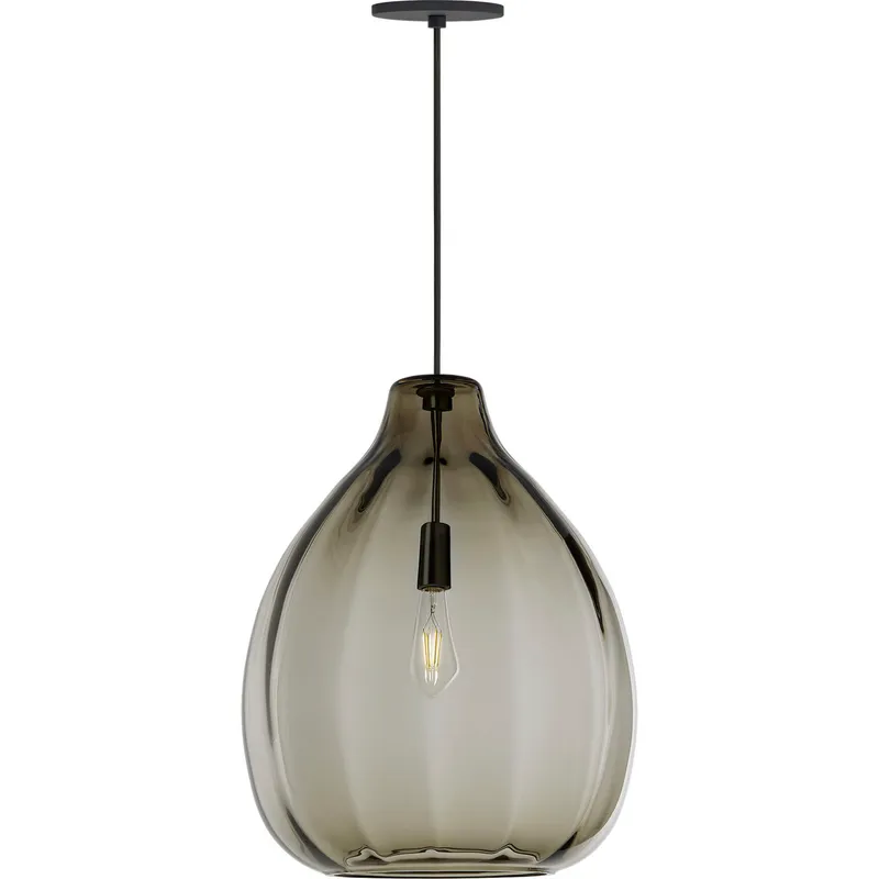Harper 1 Light 16 inch Black Pendant Ceiling Light in Incandescent, Smoke Glass