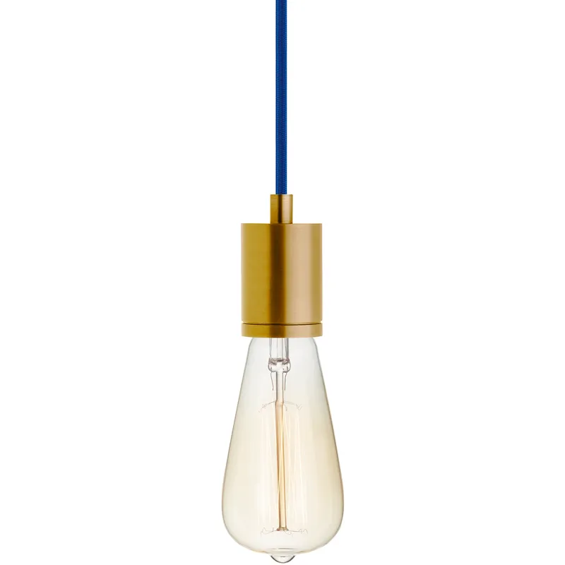 SoCo 1 Light 1.7 inch Natural Brass Line-Voltage Pendant Ceiling Light in Blue Cord, 192 inch