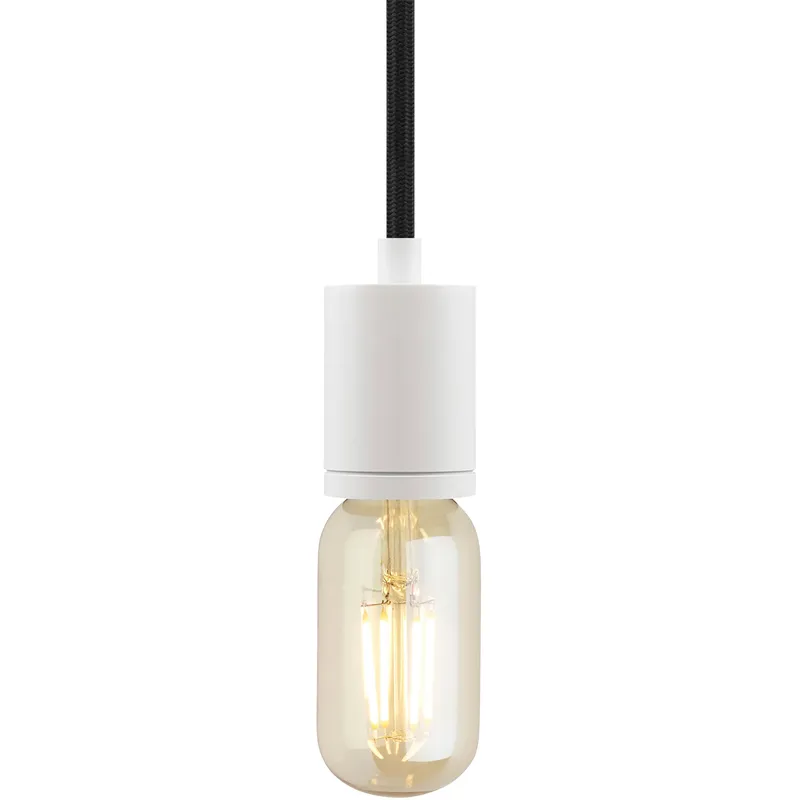 SoCo 1 Light 1.7 inch White Pendant Ceiling Light in Black Cord, 96 inch
