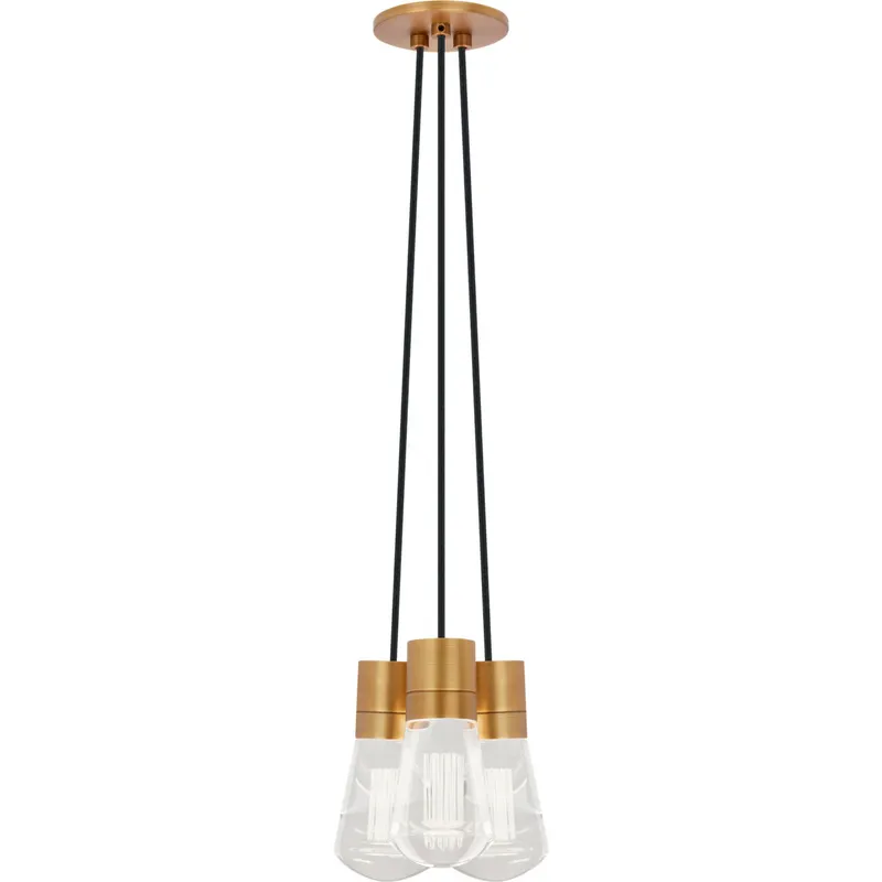 Sean Lavin Alva LED 9 inch Natural Brass Line-Voltage Pendant Ceiling Light in 3, LED 90 CRI 3000K, Black Cord