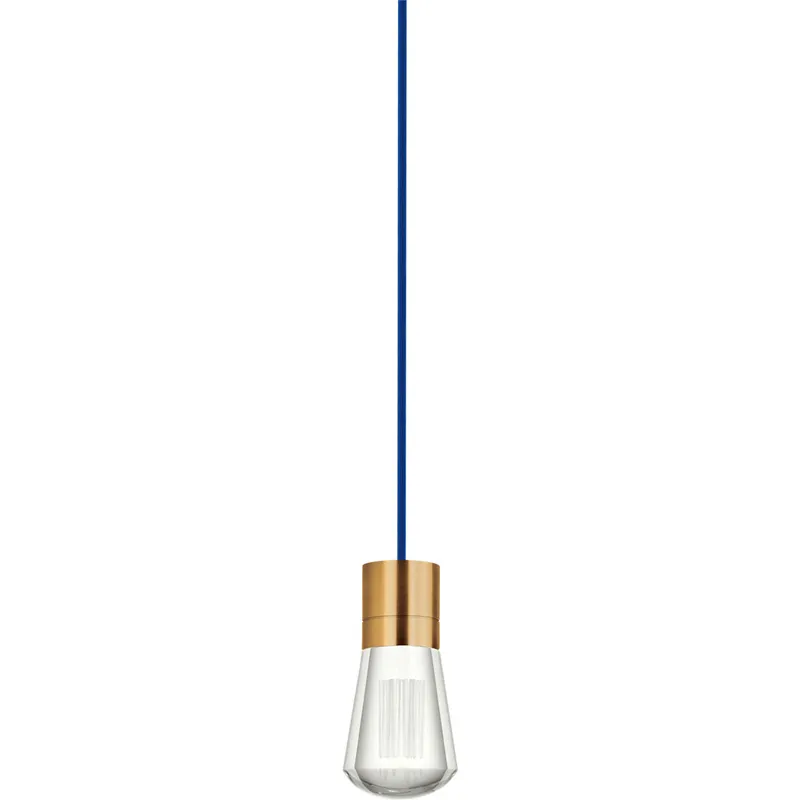 Sean Lavin Alva LED 3.6 inch Natural Brass Line-Voltage Pendant Ceiling Light in LED 90 CRI 2200K-3000K, Blue Cord, 1