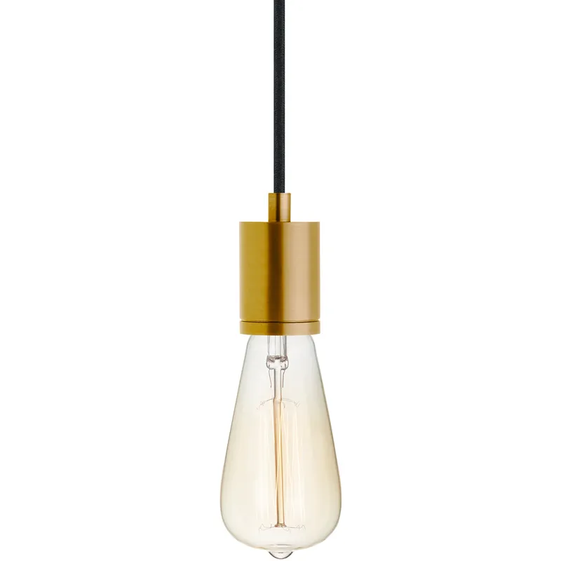 SoCo 1 Light 1.7 inch Natural Brass Line-Voltage Pendant Ceiling Light in Black Cord, 192 inch