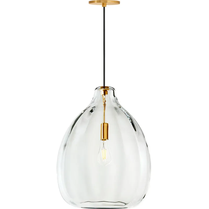 Harper 1 Light 16 inch Natural Brass Pendant Ceiling Light in Incandescent, Clear Glass