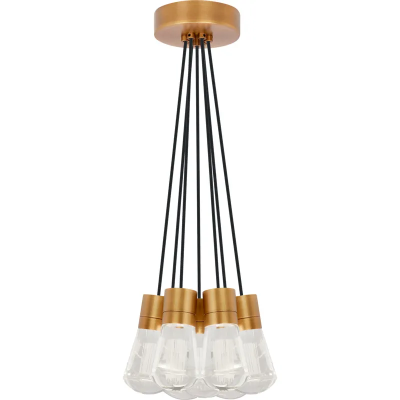 Sean Lavin Alva LED 14 inch Natural Brass Line-Voltage Pendant Ceiling Light in LED 90 CRI 3000K, 7, Black Cord