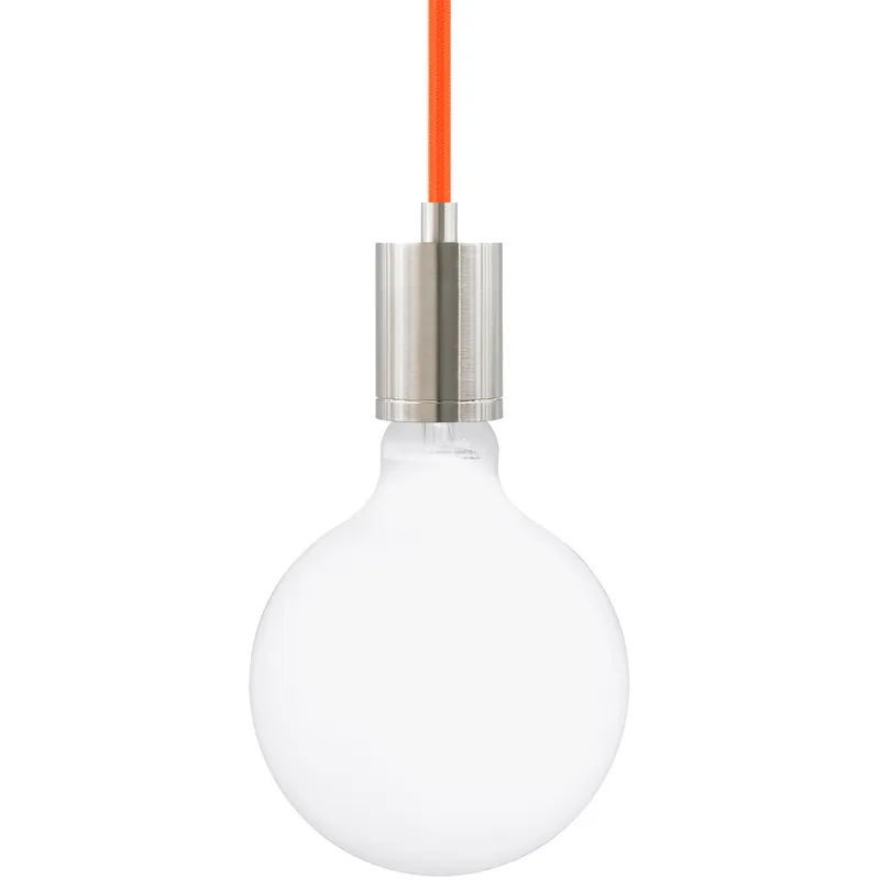 SoCo 1 Light 1.7 inch Satin Nickel Pendant Ceiling Light in Orange Cord, 192 inch