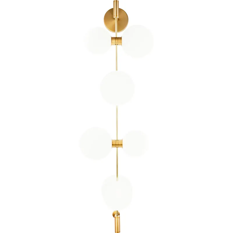 Sean Lavin ModernRail LED 12.8 inch Aged Brass Wall Light in 24V Remote Canopy, Glass Orbs, Integrated LED