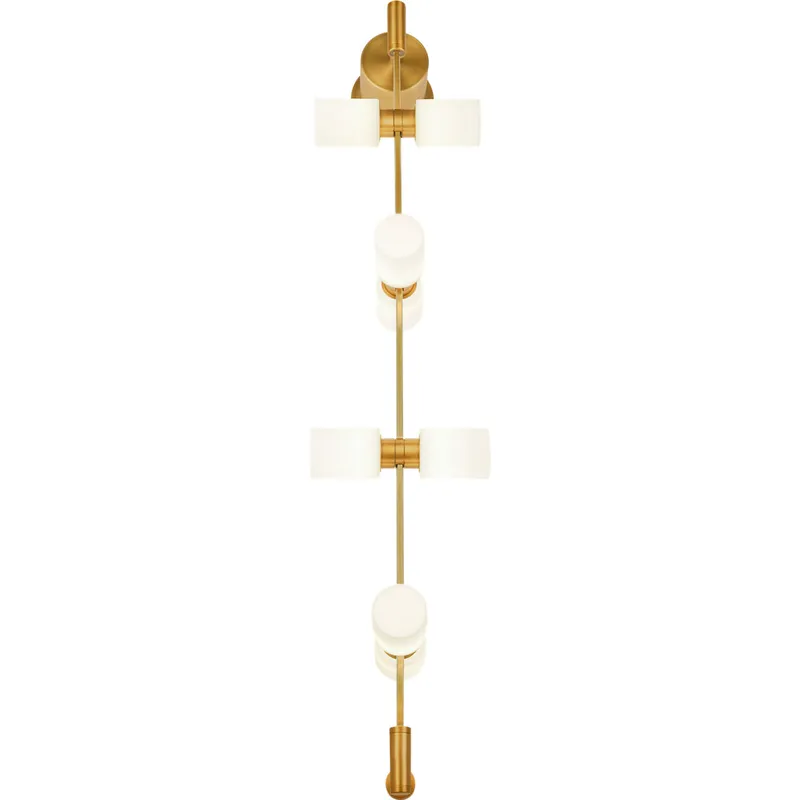 Sean Lavin ModernRail LED 12.8 inch Aged Brass Wall Light in 24V Surface Canopy, Glass Cylinders, Integrated LED