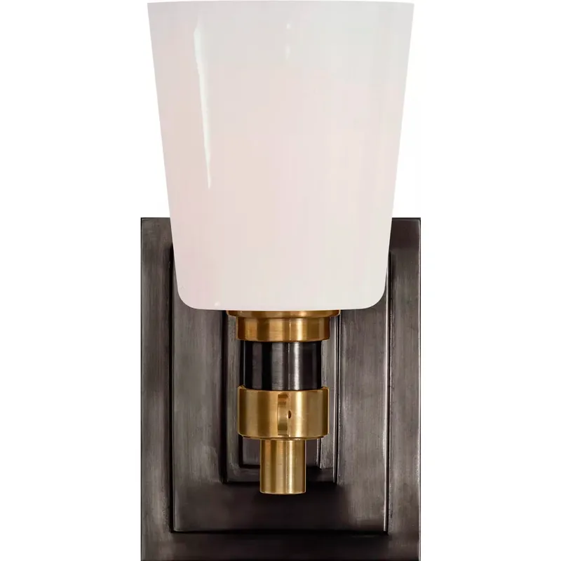 Thomas O'Brien Bryant2 1 Light 4 inch Bronze and Hand-Rubbed Antique Brass Single Bath Sconce Wall Light