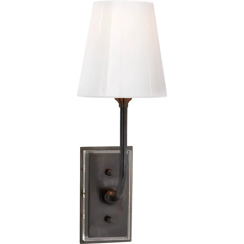 Thomas O'Brien Hulton 1 Light 6 inch Bronze Bath Sconce Wall Light in White Glass