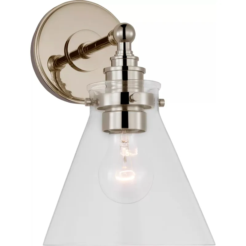 Chapman & Myers Parkington LED 7.25 inch Polished Nickel Single Bath Wall Light in Clear Glass, Small