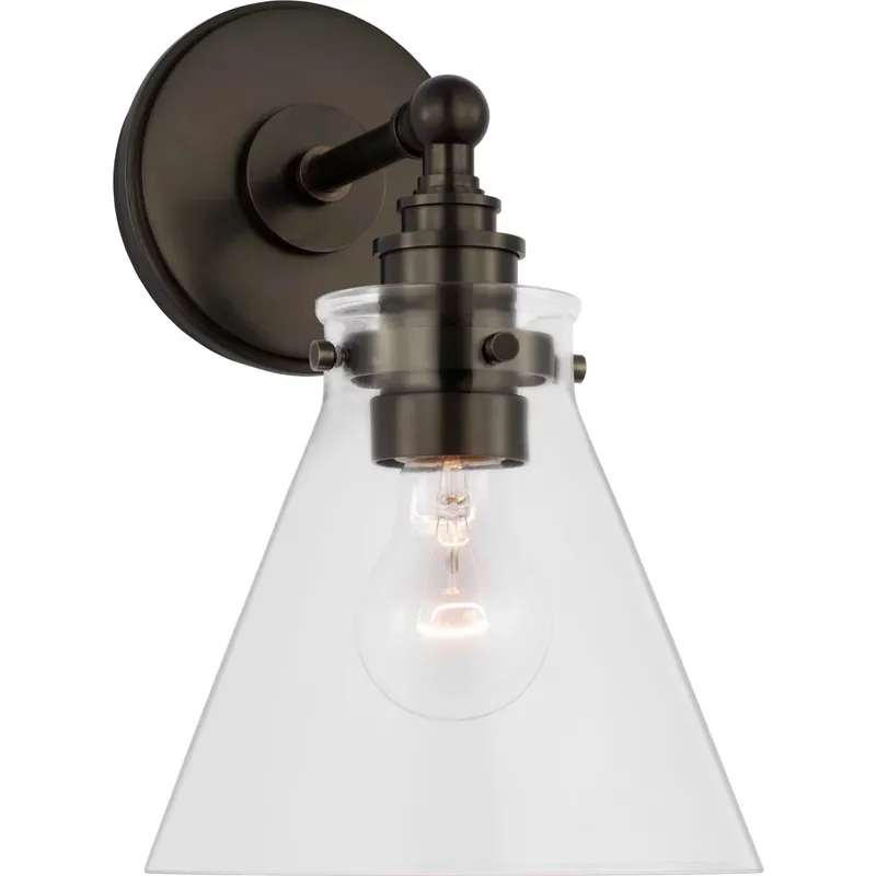 Chapman & Myers Parkington LED 7.25 inch Bronze Single Bath Wall Light in Clear Glass, Small