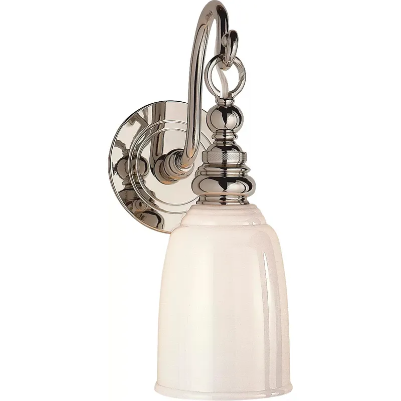 Chapman & Myers Boston 1 Light 4.75 inch Polished Nickel Loop Arm Bath Sconce Wall Light in White