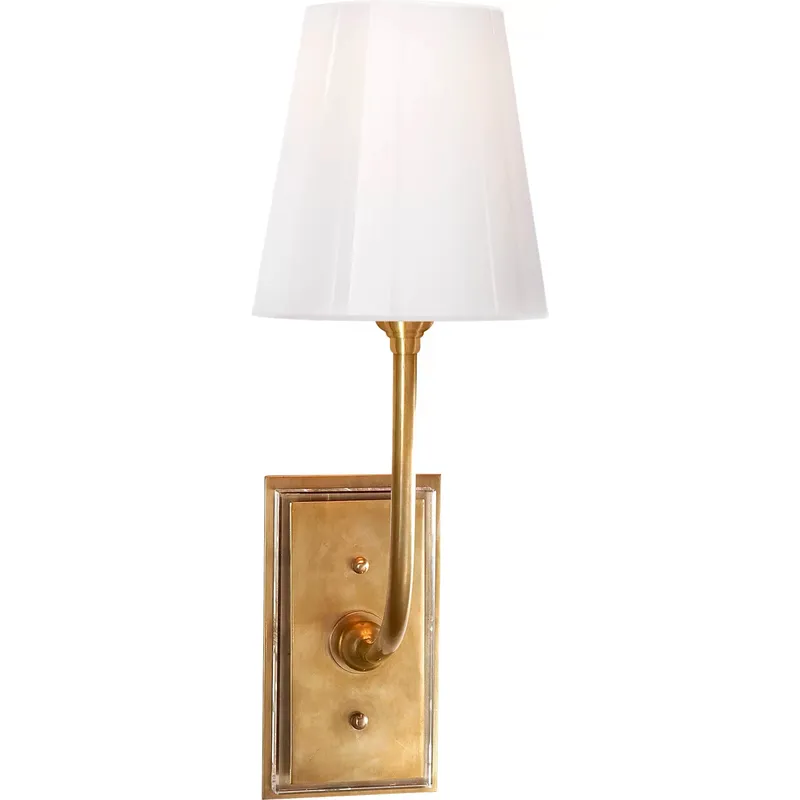 Thomas O'Brien Hulton 1 Light 6 inch Hand-Rubbed Antique Brass Bath Sconce Wall Light in White Glass