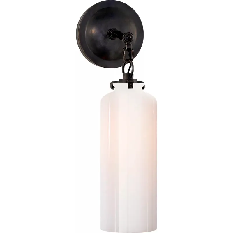 Thomas O'Brien Katie3 1 Light 5.25 inch Bronze Cylinder Bath Sconce Wall Light in White Glass, Small