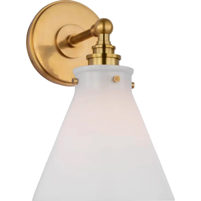 Chapman & Myers Parkington LED 7.25 inch Antique-Burnished Brass Single Bath Wall Light in White Glass, Small