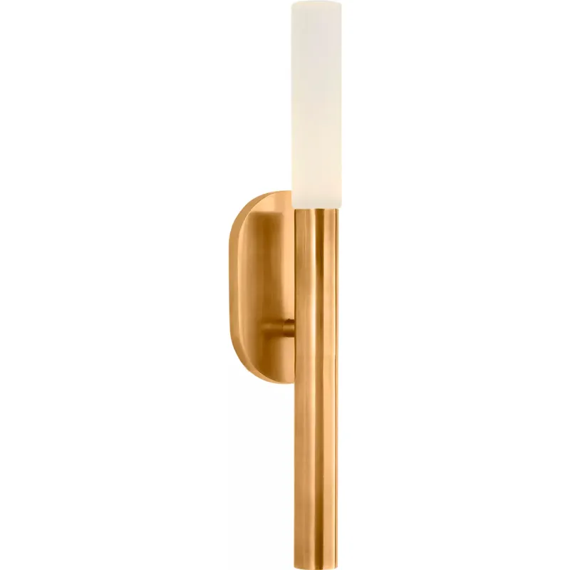 Kelly Wearstler Rousseau LED 3 inch Antique-Burnished Brass Bath Sconce Wall Light in Etched Crystal, Small