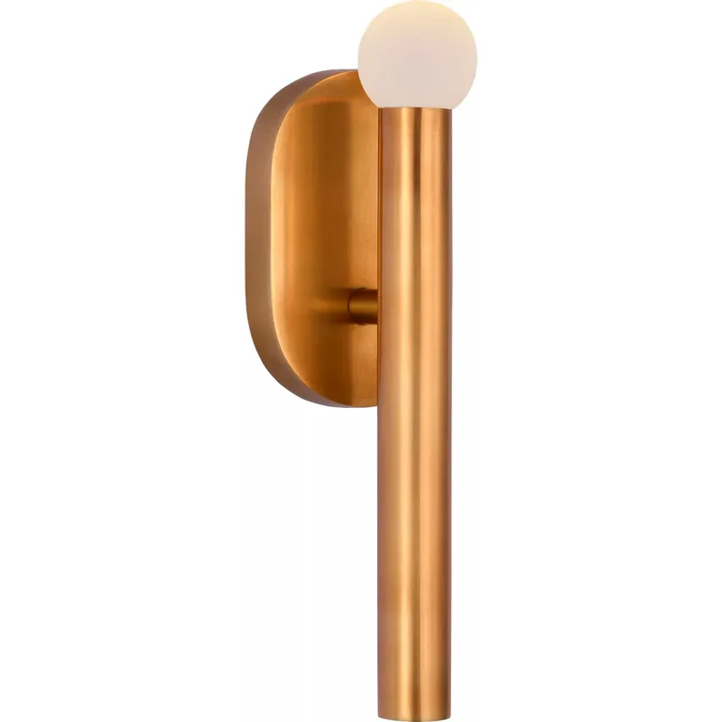 Kelly Wearstler Rousseau LED 3 inch Antique-Burnished Brass Bath Sconce Wall Light in Etched Crystal Orb, Small