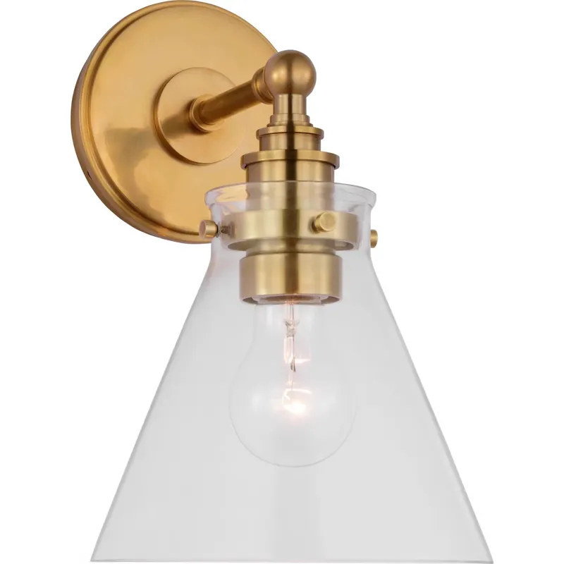 Chapman & Myers Parkington LED 7.25 inch Antique-Burnished Brass Single Bath Wall Light in Clear Glass, Small