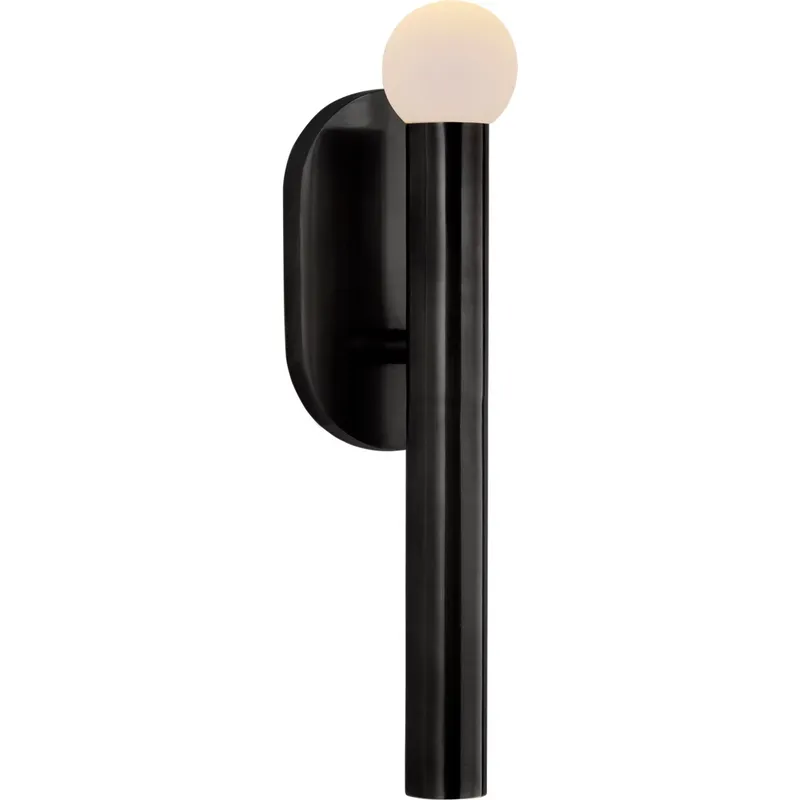 Kelly Wearstler Rousseau LED 3 inch Bronze Bath Sconce Wall Light in Etched Crystal Orb, Small