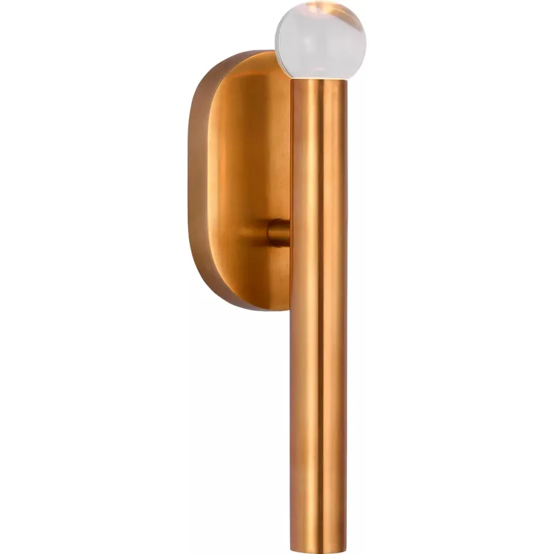 Kelly Wearstler Rousseau LED 3 inch Antique-Burnished Brass Bath Sconce Wall Light in Clear Glass, Small