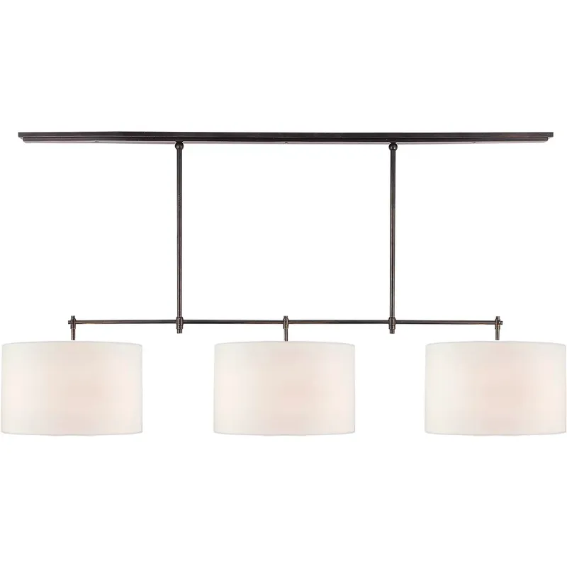 Thomas O'Brien Bryant 3 Light 60 inch Bronze Billiard Light Ceiling Light in Linen, Large